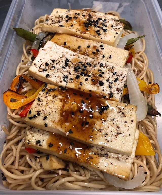 Sesame Garlic Tofu over lo mein #baltimoremealdelivery